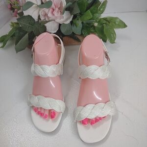 Easy Street Cream Braided Sandals